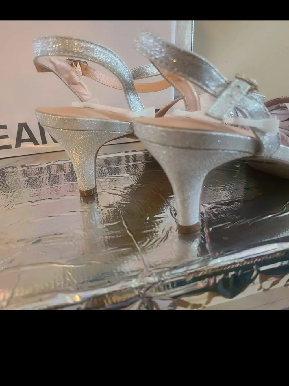 Dream Pairs Silver Glitter Rhinestone Cross-Strap Dress Sandals